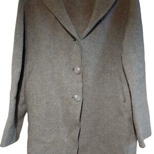 J.Jill Womens Wool & Angora Hooded Coat XS Gray Button-Front Classic Cozycore